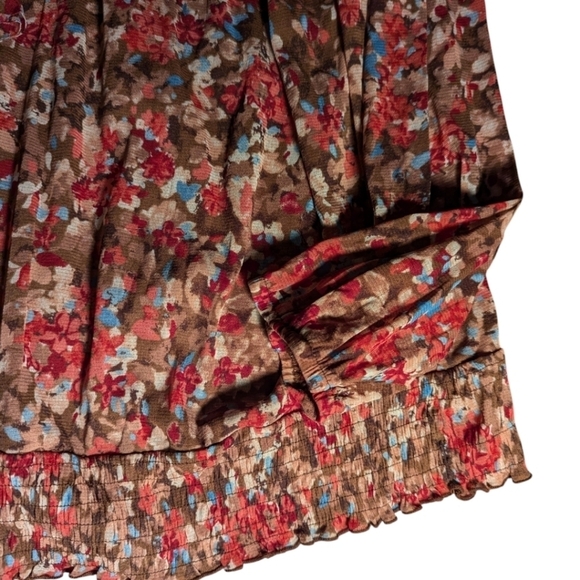 Flowy ruffle v neck dark academia poet style floral long sleeve Tunic top sz 3x - Picture 6 of 12